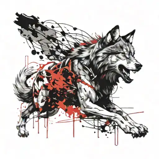 Turkish warrior wolf tattoo design idea