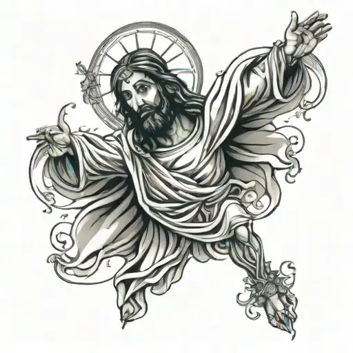 Christ resurrected tattoo design idea