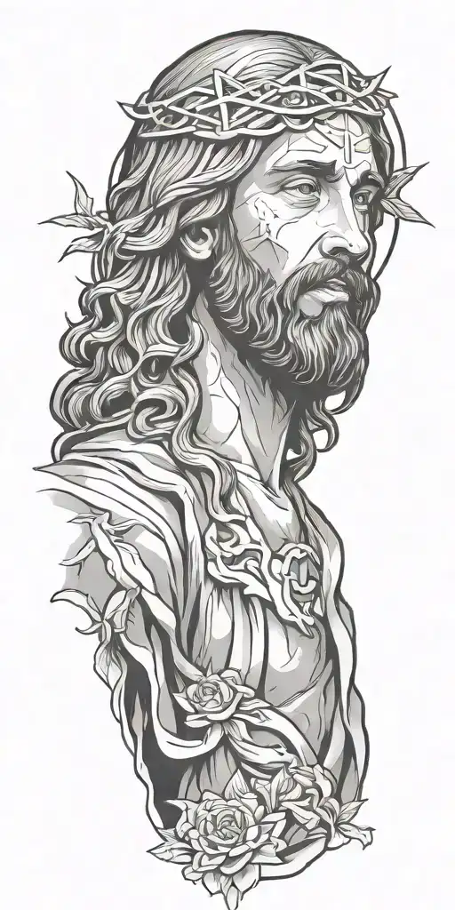 The beautiful life of Jesus Christ tattoo design idea