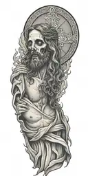 Death, burial, and resurrection of Jesus Christ with beauty  tattoo design idea