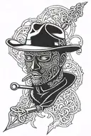 ski mask with fedora hat tattoo design idea