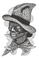 ski mask with fedora hat tattoo design idea