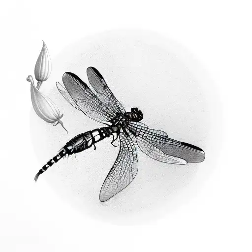 4 dragonflies flying around a lily pad tattoo design idea