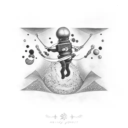 A group of friends holding hands and floating in zero gravity tattoo design idea