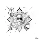 A group of friends holding hands and floating in zero gravity tattoo design idea