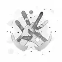 A group of friends holding hands and floating in zero gravity tattoo design idea