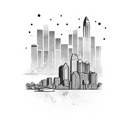 Los Angles City Skyline, and San Diego City Skyline tattoo design idea
