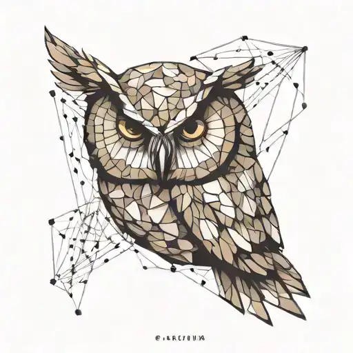 minimalist polygonal disintegrating owl tattoo design idea