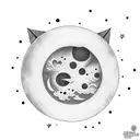 Comic-style moon and stars tattoo design idea