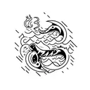 Orca and Dragon in a cosmic battle tattoo design idea