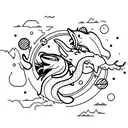 Orca and Dragon in a cosmic battle tattoo design idea