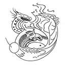 Orca and Dragon in a cosmic battle tattoo design idea