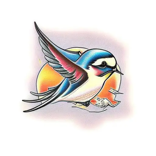 Traditional Swallows Temporary Tattoo Set - Old School Swallow Birds  Realistic | eBay