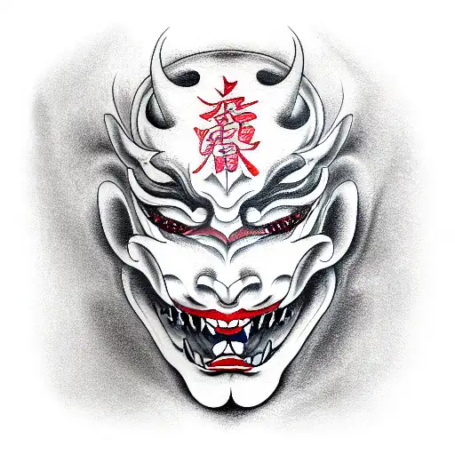 Hannya mask tattoo design idea