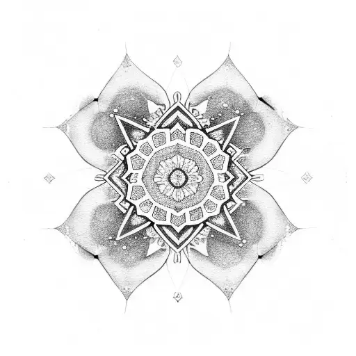 A geometric mandala design inspired by the client's love for meditation and the universe tattoo design idea