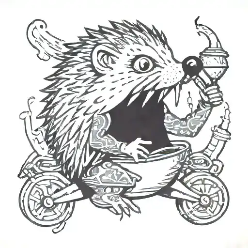 crazy hedgehog eating a christophine tattoo design idea