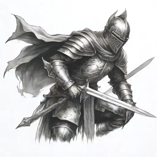 dark souls knight holding a sword tattoo design idea