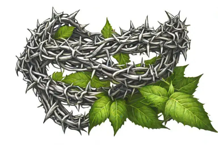 right and grass in the shape of a crown of thorns tattoo design idea