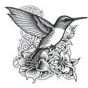 humming bird flying tattoo design idea