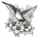 humming bird flying tattoo design idea