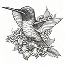 humming bird flying tattoo design idea
