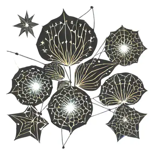 stars forming lily pads gazing up at Gemini tattoo design idea