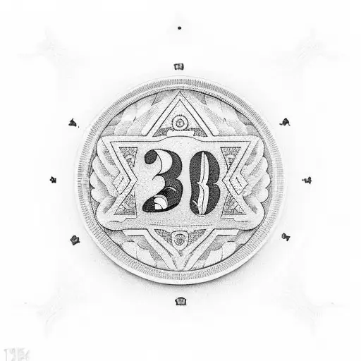 tattoo design: the number 23 on a coin inspired by the richest man in babylon tattoo design idea