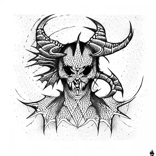 Demon in rhomb tattoo design idea
