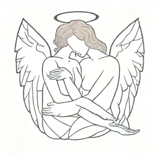 angel and suicide survivor tattoo design idea