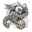 Jupiter and alien tattoo design idea