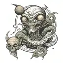 Jupiter and alien tattoo design idea