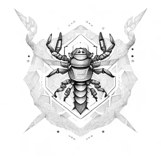 Virgo armored Scorpio skin tattoo design idea