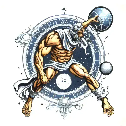 astronomy and greek god atlas tattoo design idea