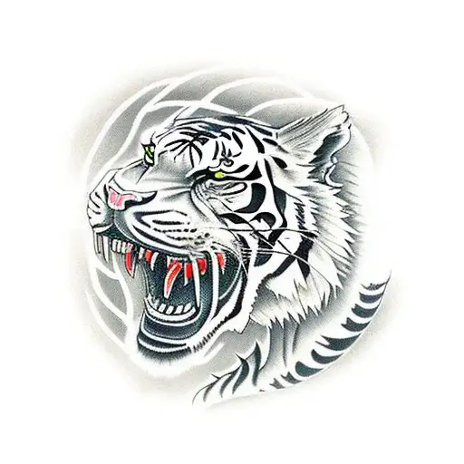 roaring tiger wraped by scary Chinese dragon  tattoo design idea