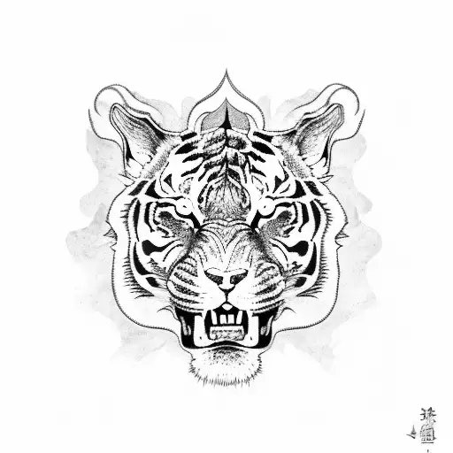 roaring tiger wraped by scary Chinese dragon  tattoo design idea