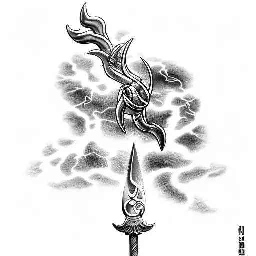 sleeve tattoo zeus holding lightening bolt poseidon waves surfing with trident hermes running style  olympians clouds bl tattoo design idea