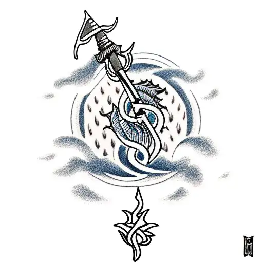 sleeve tattoo zeus holding lightening bolt poseidon waves surfing with trident hermes running style  olympians clouds bl tattoo design idea