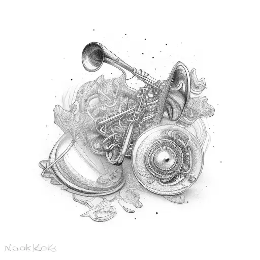 kajakk, trumpet, cycle and runner tattoo design idea