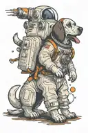 astronaut dog tattoo design idea