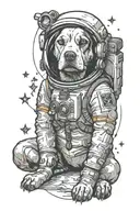 astronaut dog tattoo design idea