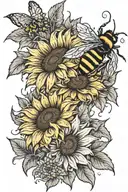 sunflowers , bumble bee tattoo design idea