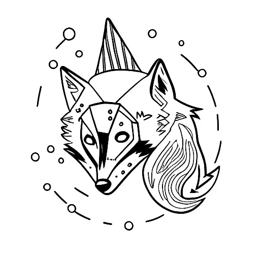 zorro 🦊 sentado en la luna  tattoo design idea