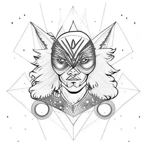 zorro con luna y estrellas  tattoo design idea