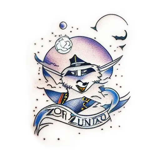 zorro con luna  tattoo design idea