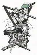 Zoro one piece swords tattoo design idea