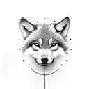 baby wolf with dad tattoo design idea