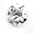 baby wolf with dad tattoo design idea