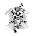 pirate's skeleton with a treasure chest tattoo design idea