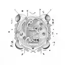 music note alphabet soup tattoo design idea