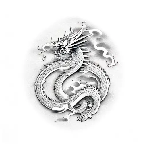 un Dragon chino tattoo design idea